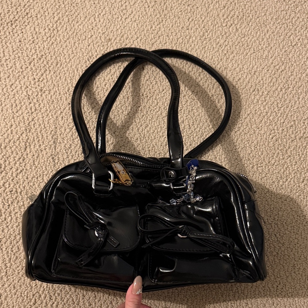 Black Shiny Women's Handbag
